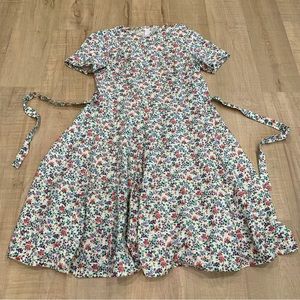 VTG Handmade Unbranded Cream Floral Tie Dress Women’s Size XL